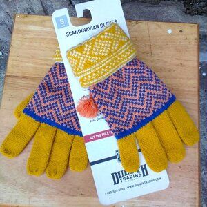 Duluth Trading Co. Women's Gold/Blue Multi Scandinavian Gloves